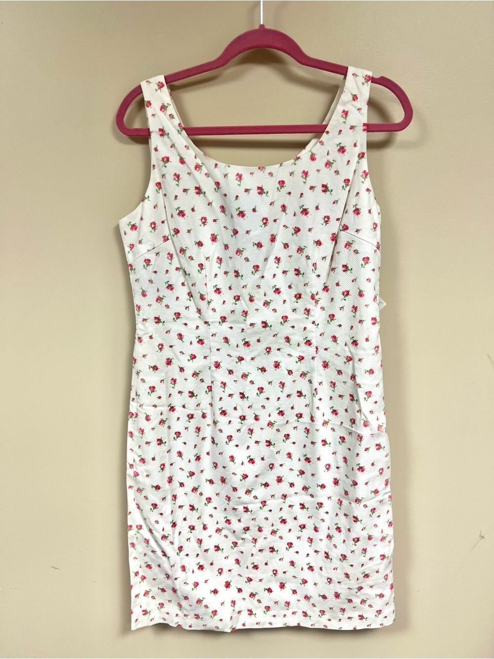 Ralph Lauren vintage Floral Sleeveless Sheath Dress with Pink Rose Print Sz M